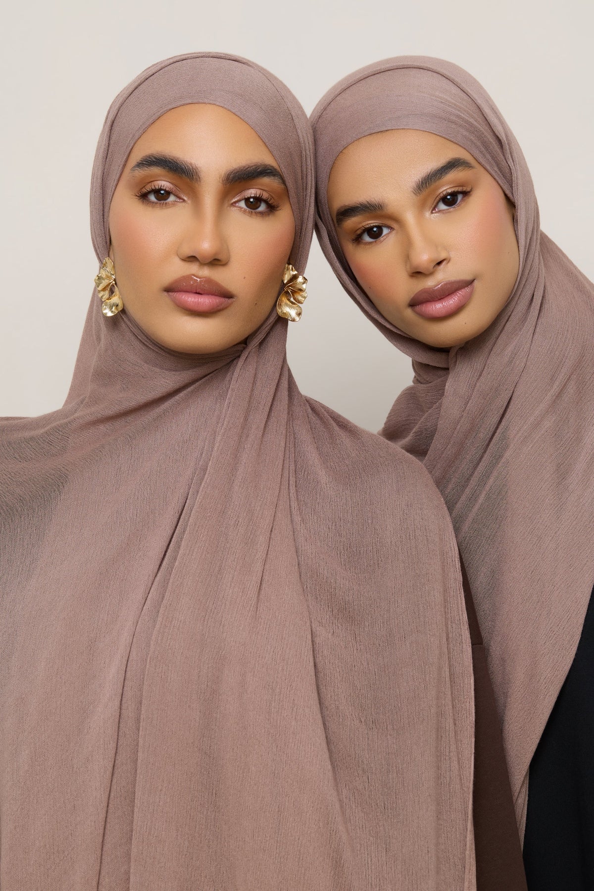 Modal Crinkle Hijab - Deep Taupe Fringe