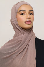 Modal Crinkle Hijab - Deep Taupe Fringe