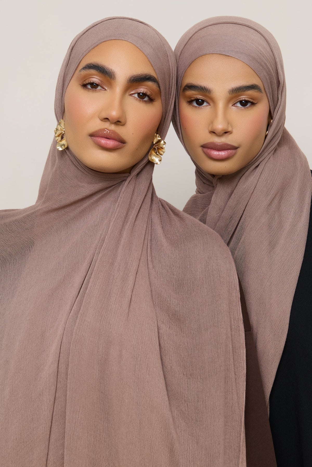 Modal Crinkle Hijab - Deep Taupe Fringe