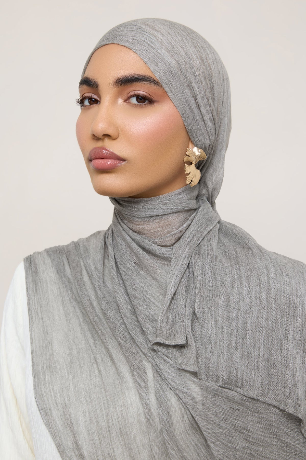 Modal Crinkle Hijab - Grey