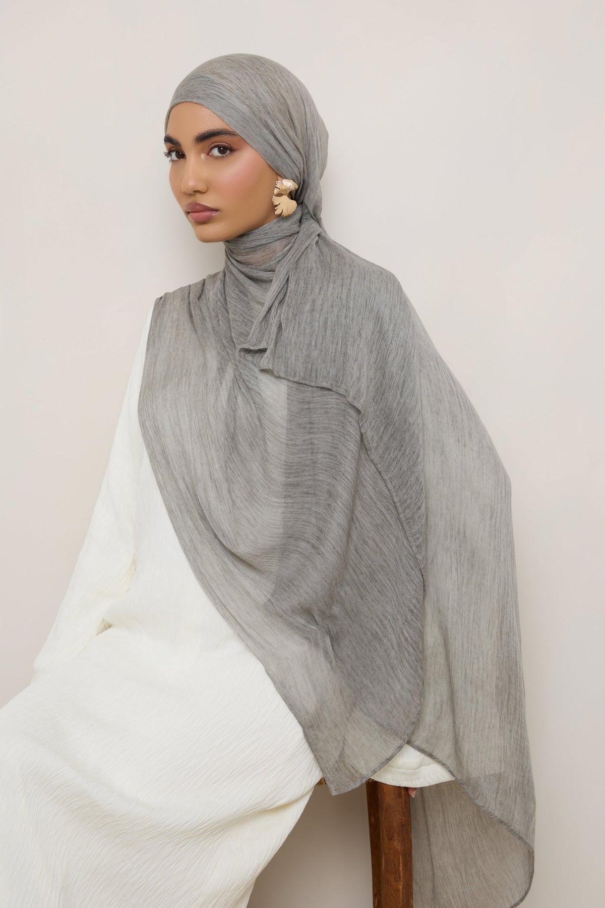 Modal Crinkle Hijab - Grey