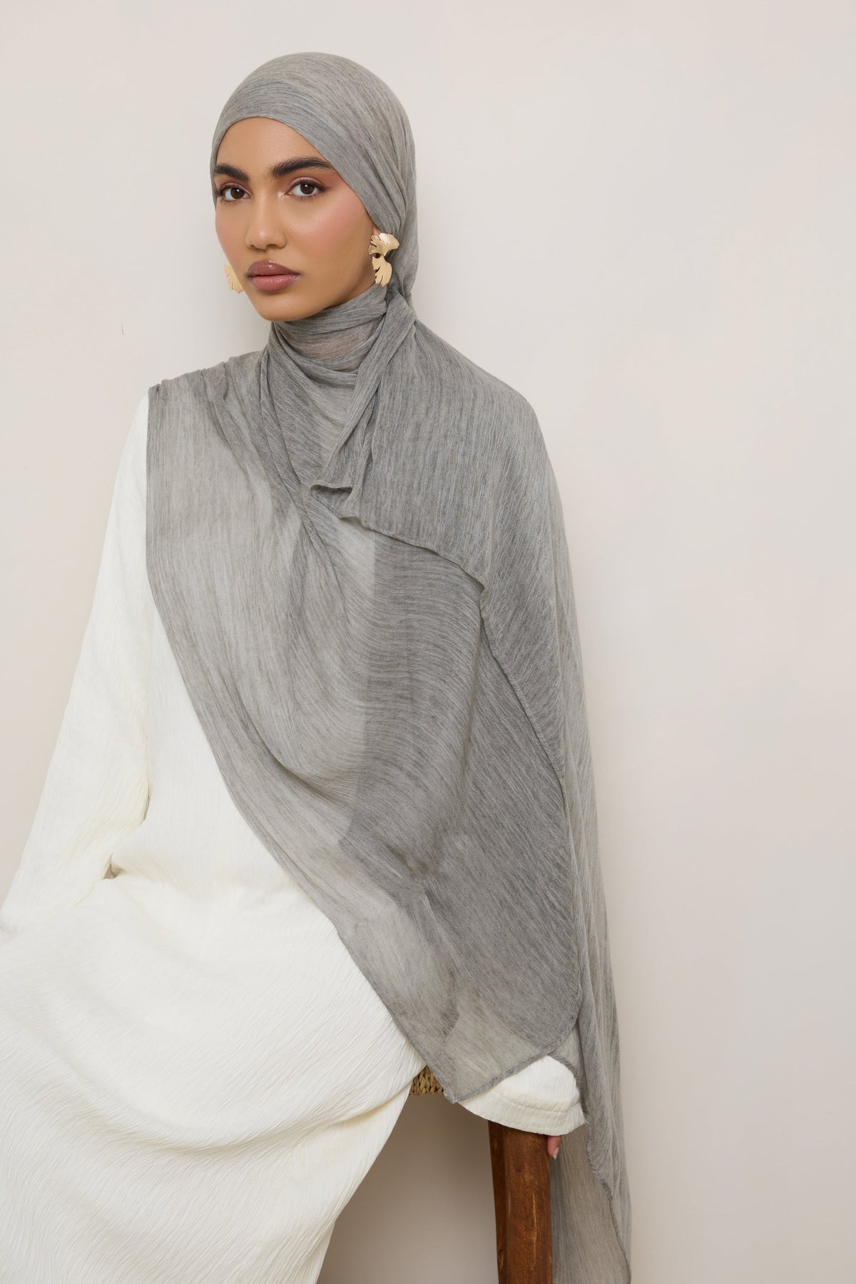 Modal Crinkle Hijab - Grey