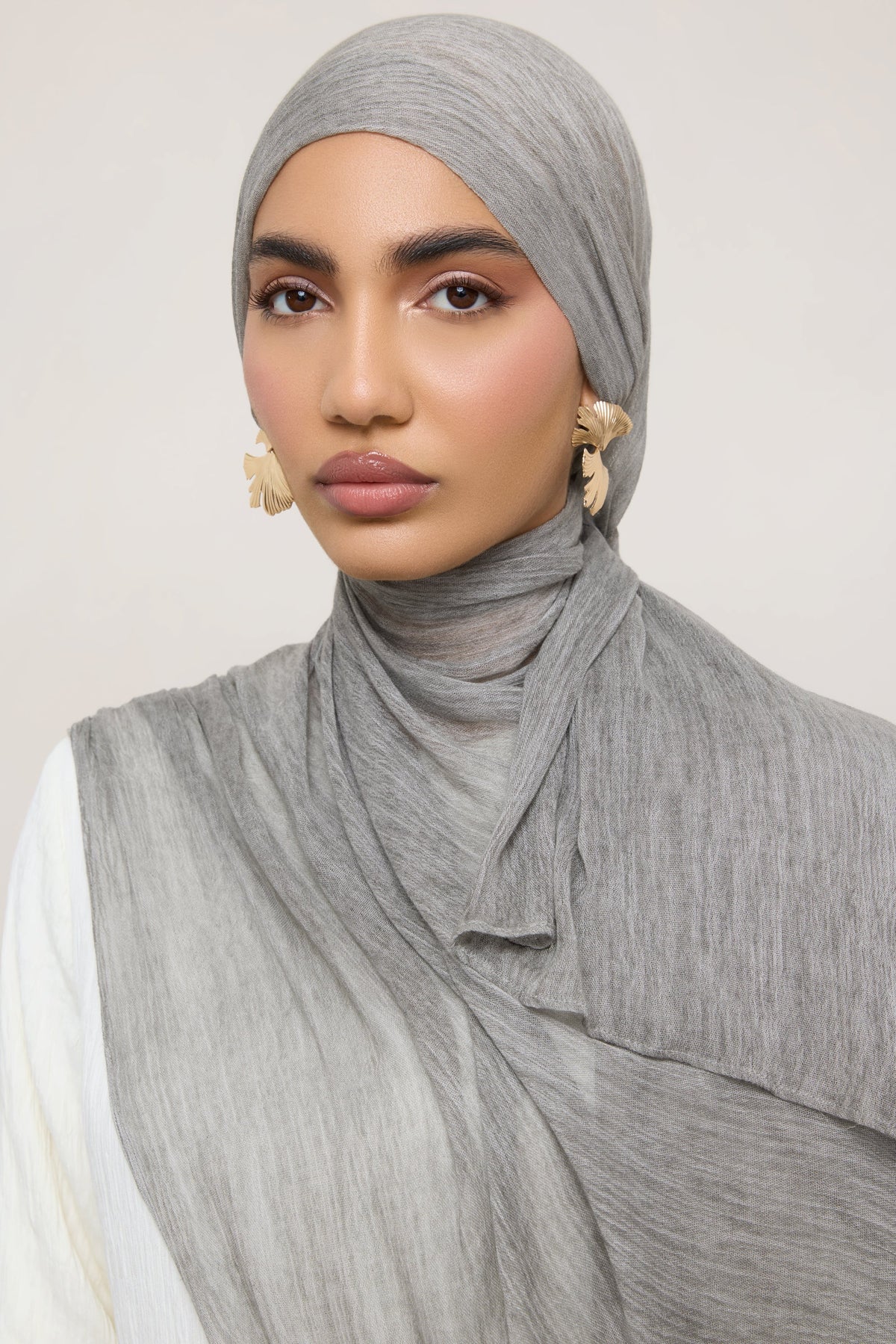 Modal Crinkle Hijab - Grey