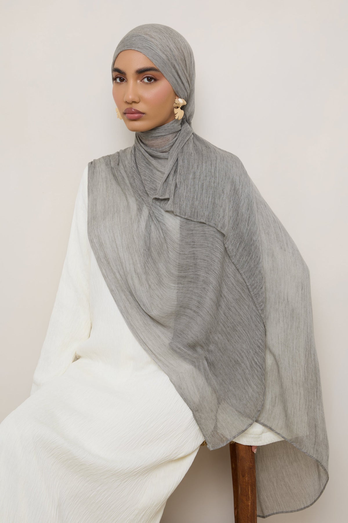 Modal Crinkle Hijab - Grey
