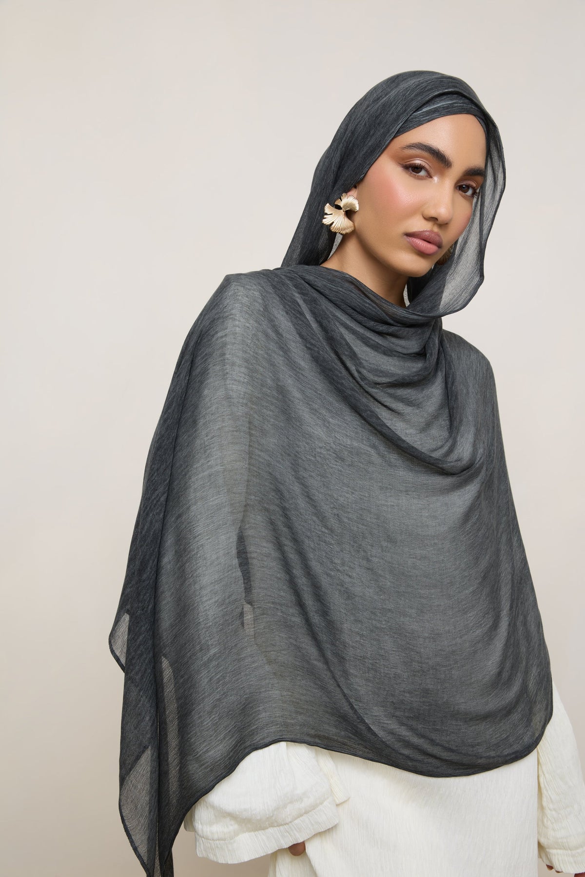 Modal Crinkle Hijab - Jet