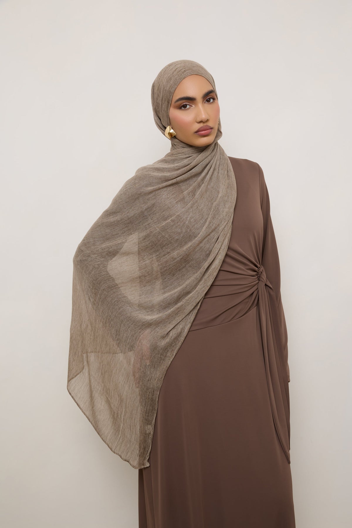 Modal Crinkle Hijab - Latte