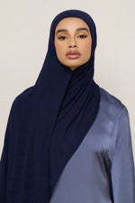 Modal Crinkle Hijab - Navy Fringe