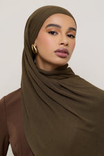Modal Crinkle Hijab - Olive Fringe