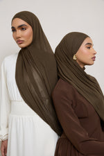 Modal Crinkle Hijab - Olive Fringe