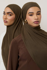 Modal Crinkle Hijab - Olive Fringe