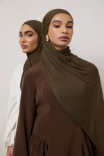 Modal Crinkle Hijab - Olive Fringe