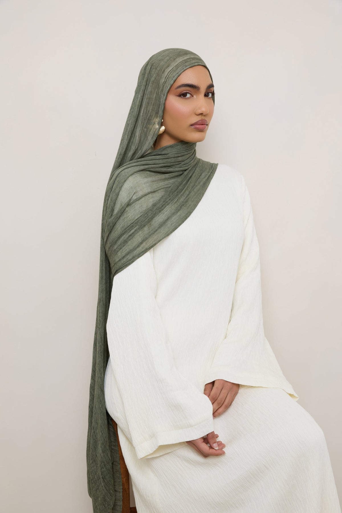 Modal Crinkle Hijab - Sage