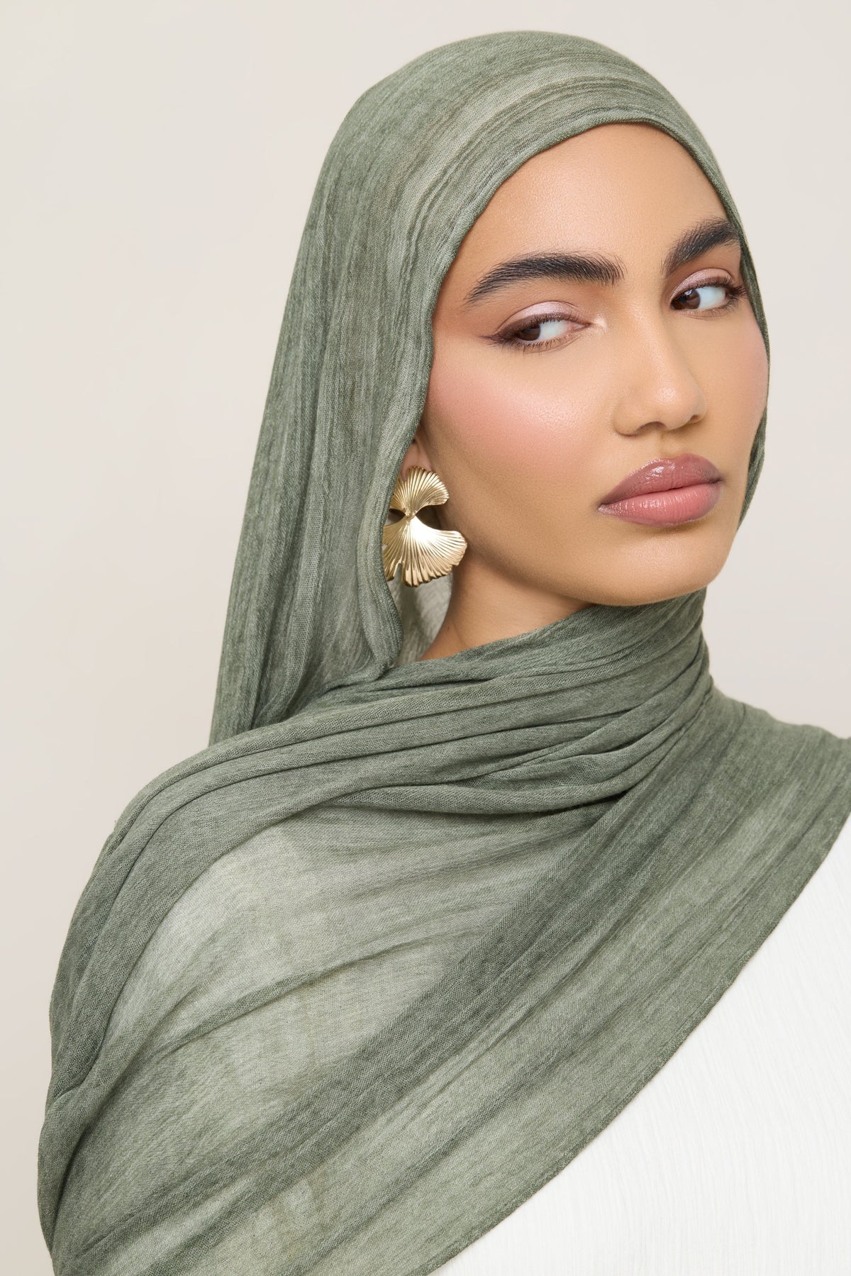 Modal Crinkle Hijab - Sage
