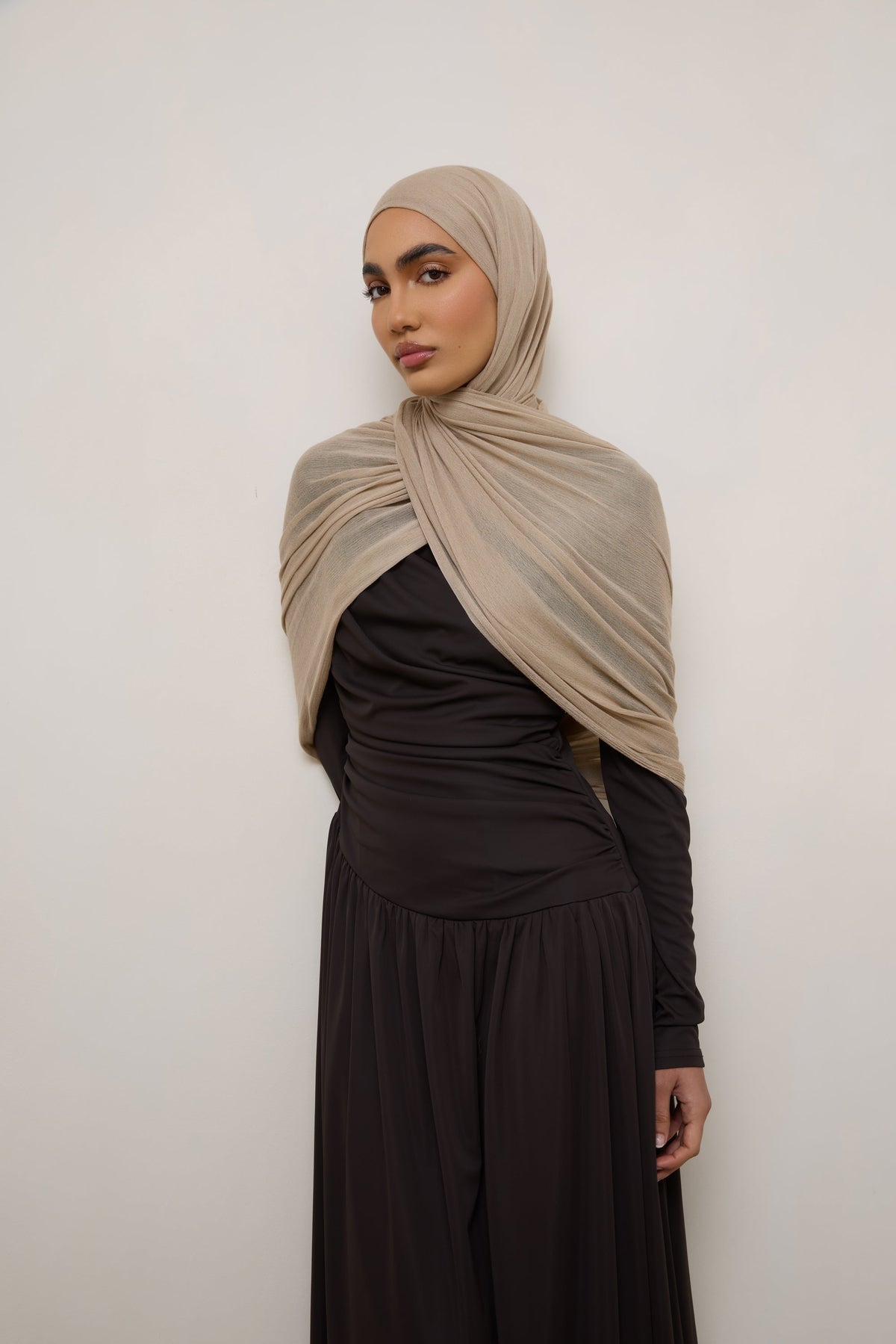 Modal Crinkle Hijab - Sand Fringe