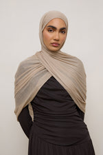Modal Crinkle Hijab - Sand Fringe