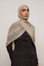 Modal Crinkle Hijab - Sand Fringe
