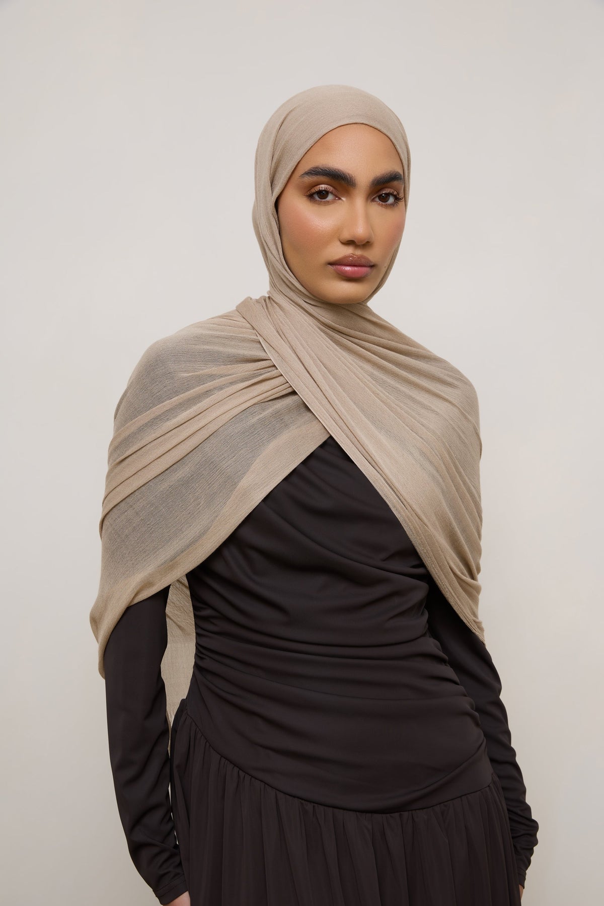 Modal Crinkle Hijab - Sand Fringe