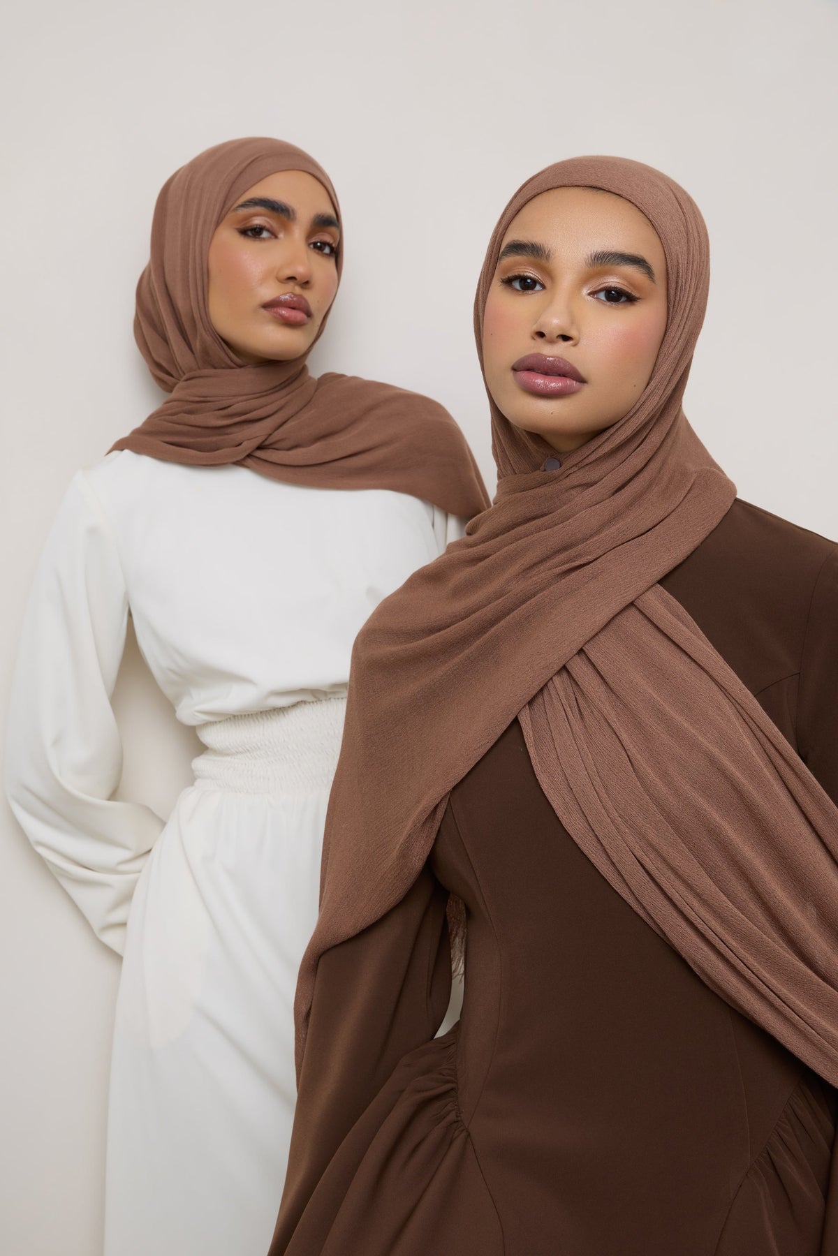 Modal Crinkle Hijab - Semolina Fringe