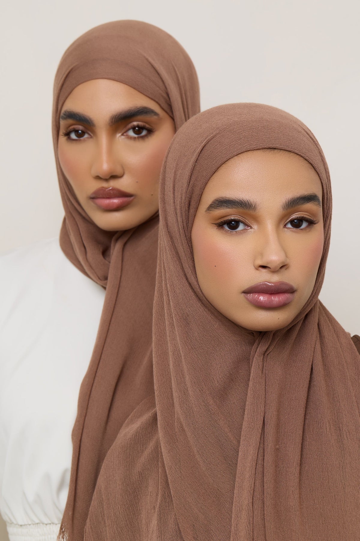 Modal Crinkle Hijab - Semolina Fringe