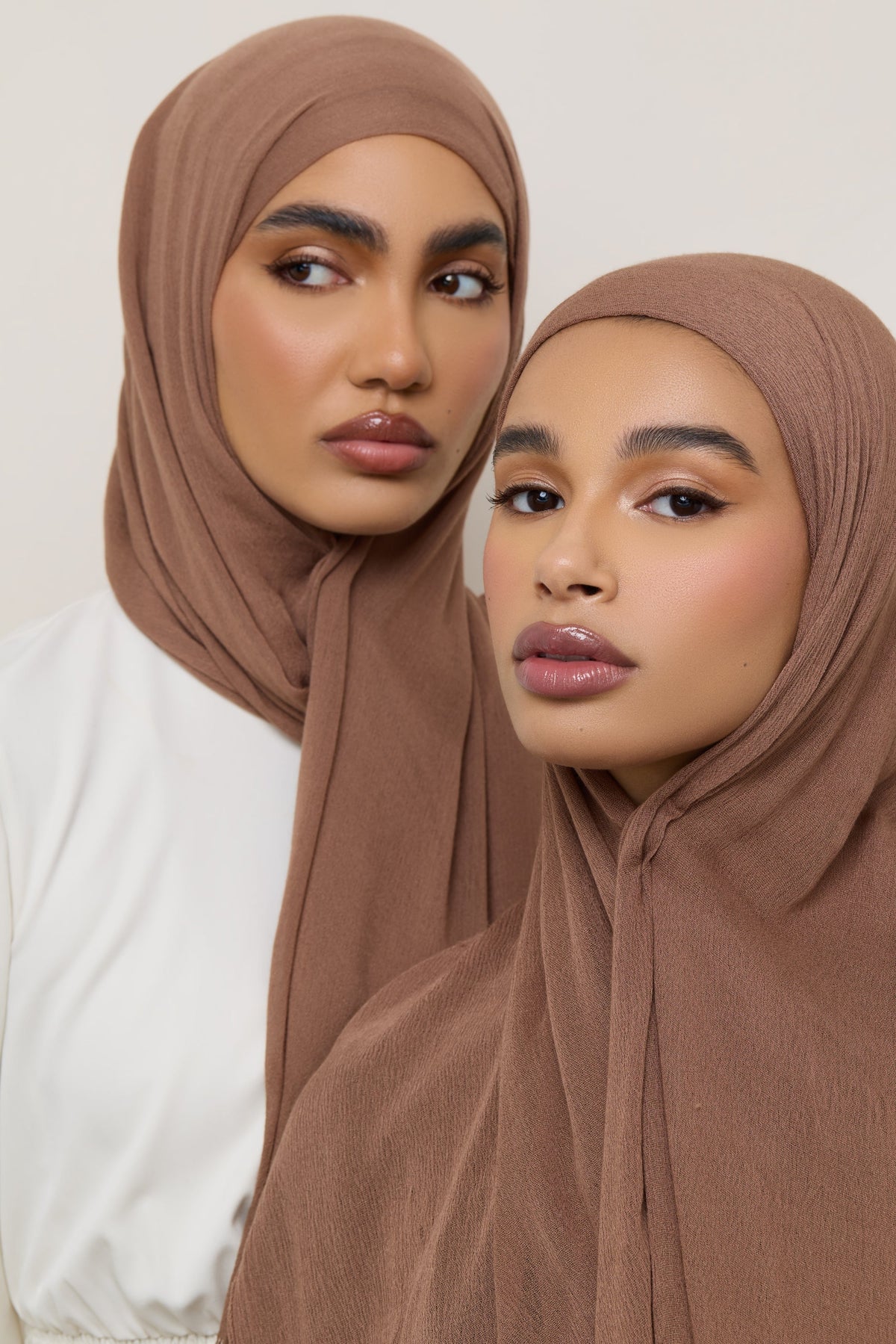 Modal Crinkle Hijab - Semolina Fringe