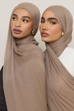 Modal Crinkle Hijab - Truffle Fringe