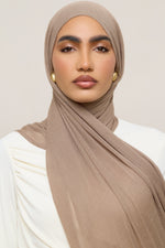 Modal Crinkle Hijab - Truffle Fringe