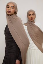 Modal Crinkle Hijab - Truffle Fringe