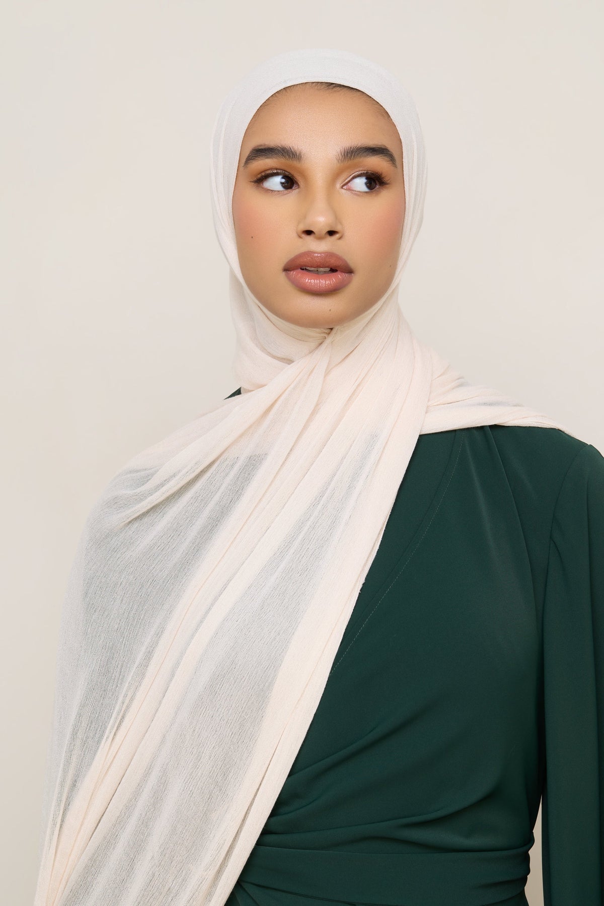 Modal Crinkle Hijab - Vanilla Fringe