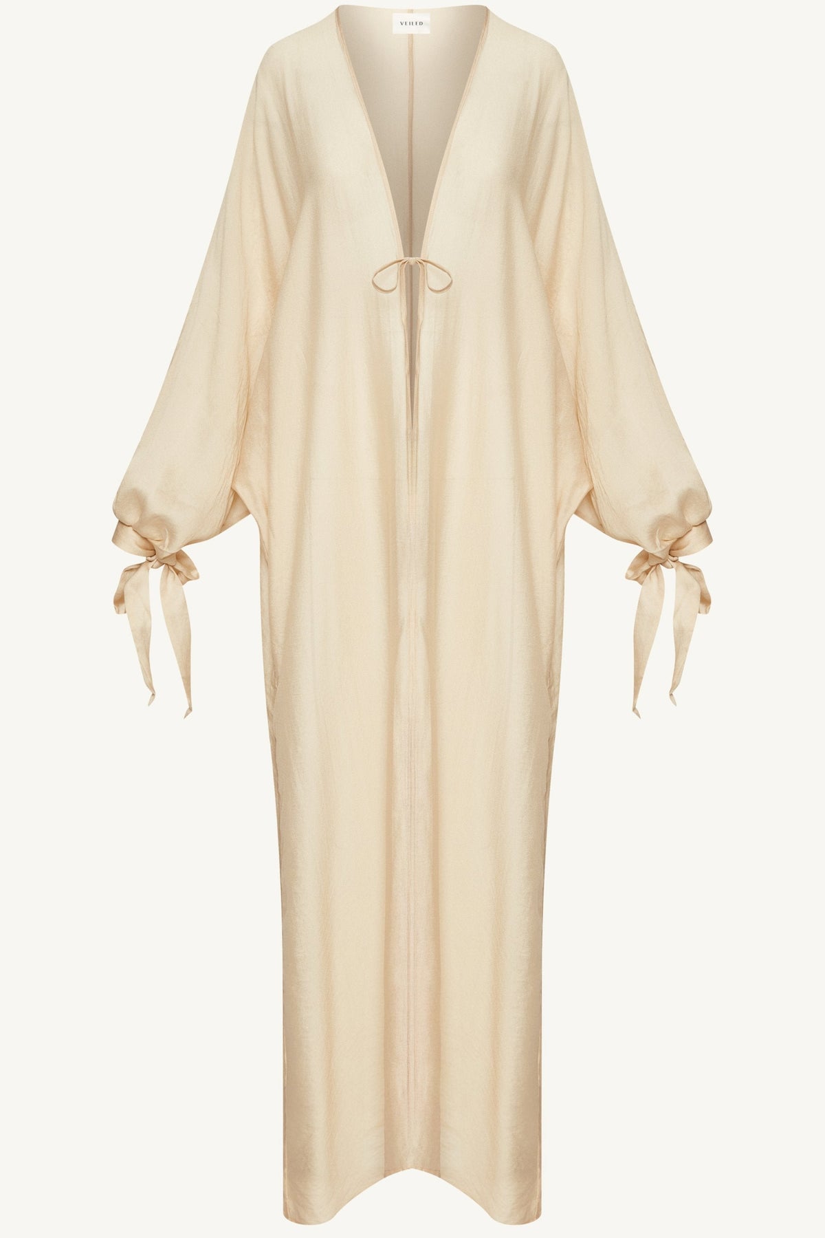 Naima Tie Front Open Abaya - Champagne