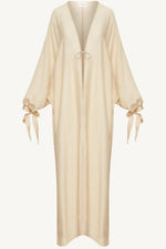 Naima Tie Front Open Abaya - Champagne
