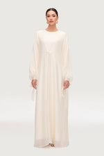 Naima Tie Front Open Abaya - Moonbeam