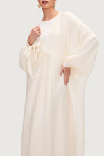 Naima Tie Front Open Abaya - Moonbeam