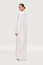 Nayla Silk Butterfly Inner Tie Abaya Dress - White