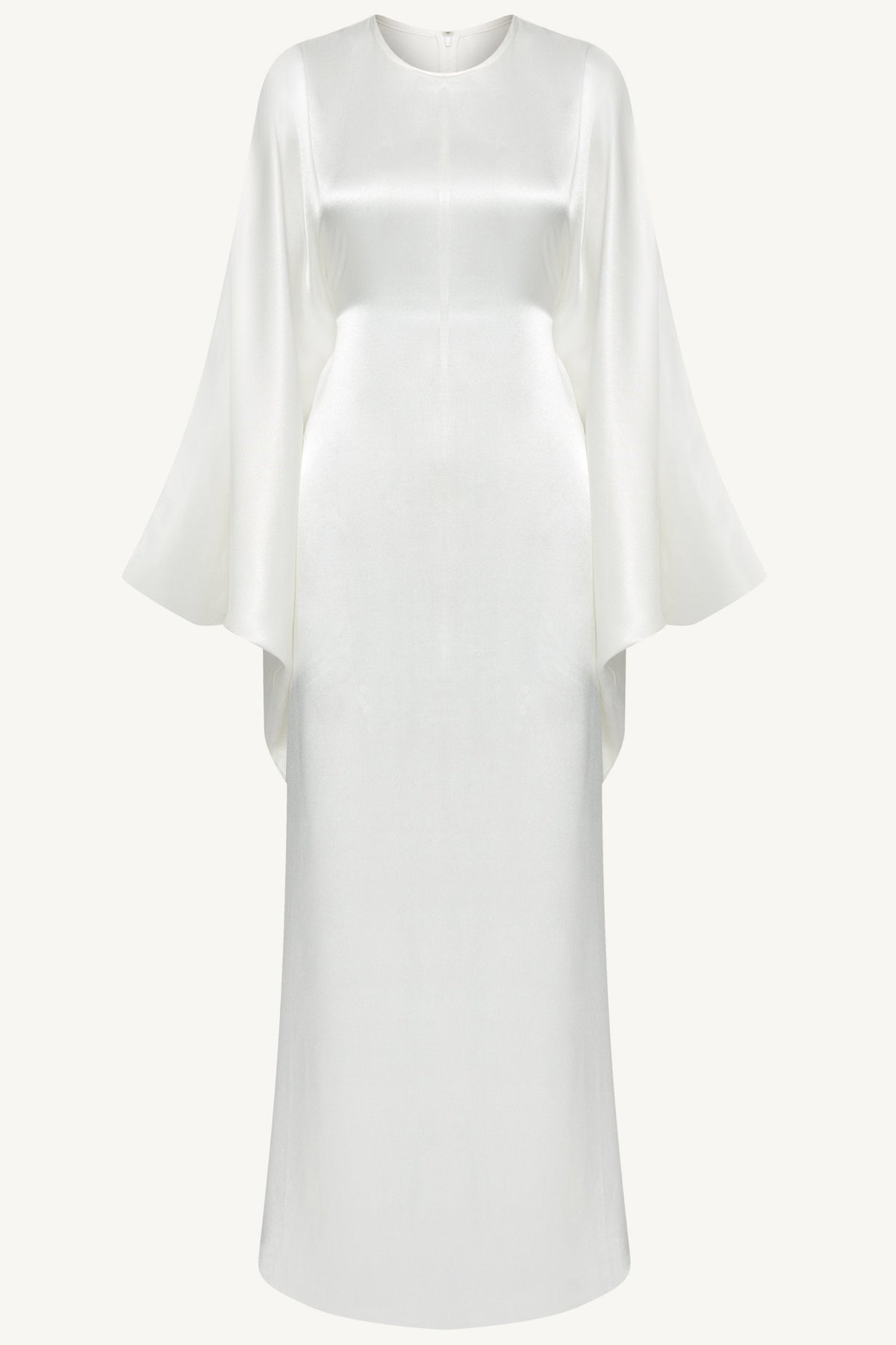 Nayla Silk Butterfly Inner Tie Abaya Dress - White