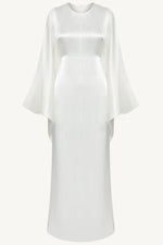 Nayla Silk Butterfly Inner Tie Abaya Dress - White