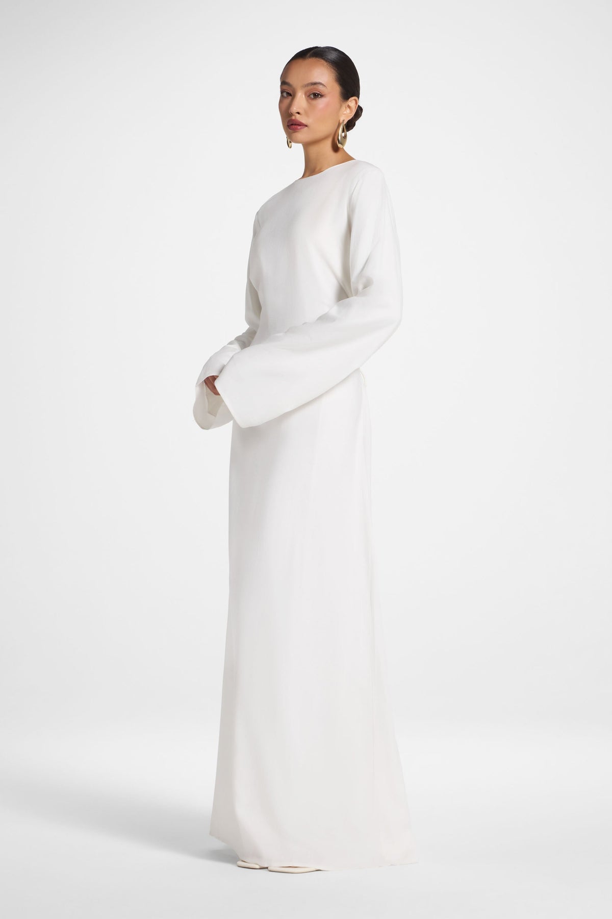 Nyla Linen Tie Maxi Dress - White