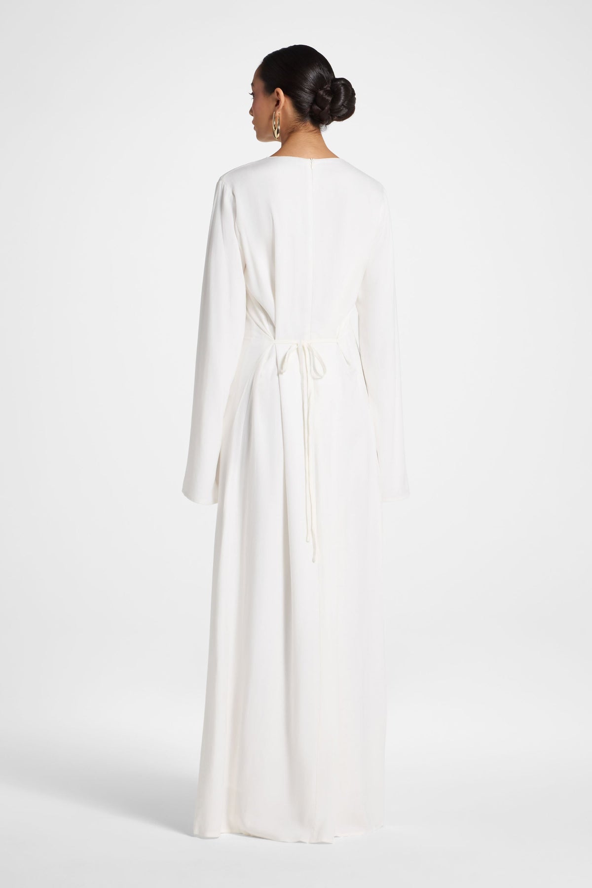 Nyla Linen Tie Maxi Dress - White