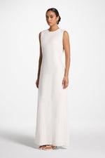 Nyla Sleeveless Linen Tie Maxi Dress - White