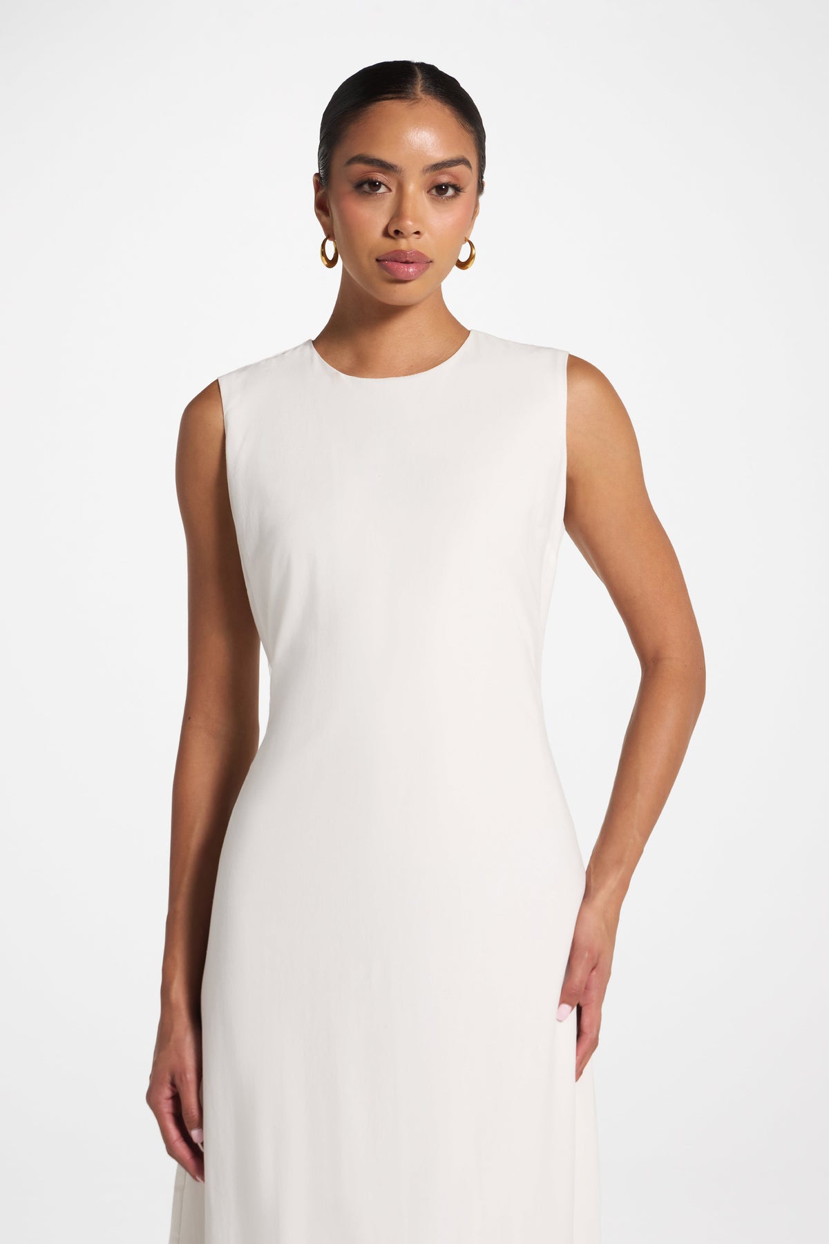 Nyla Sleeveless Linen Tie Maxi Dress - White