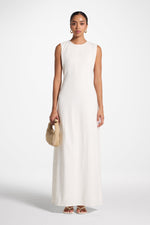 Nyla Sleeveless Linen Tie Maxi Dress - White