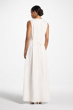Nyla Sleeveless Linen Tie Maxi Dress - White