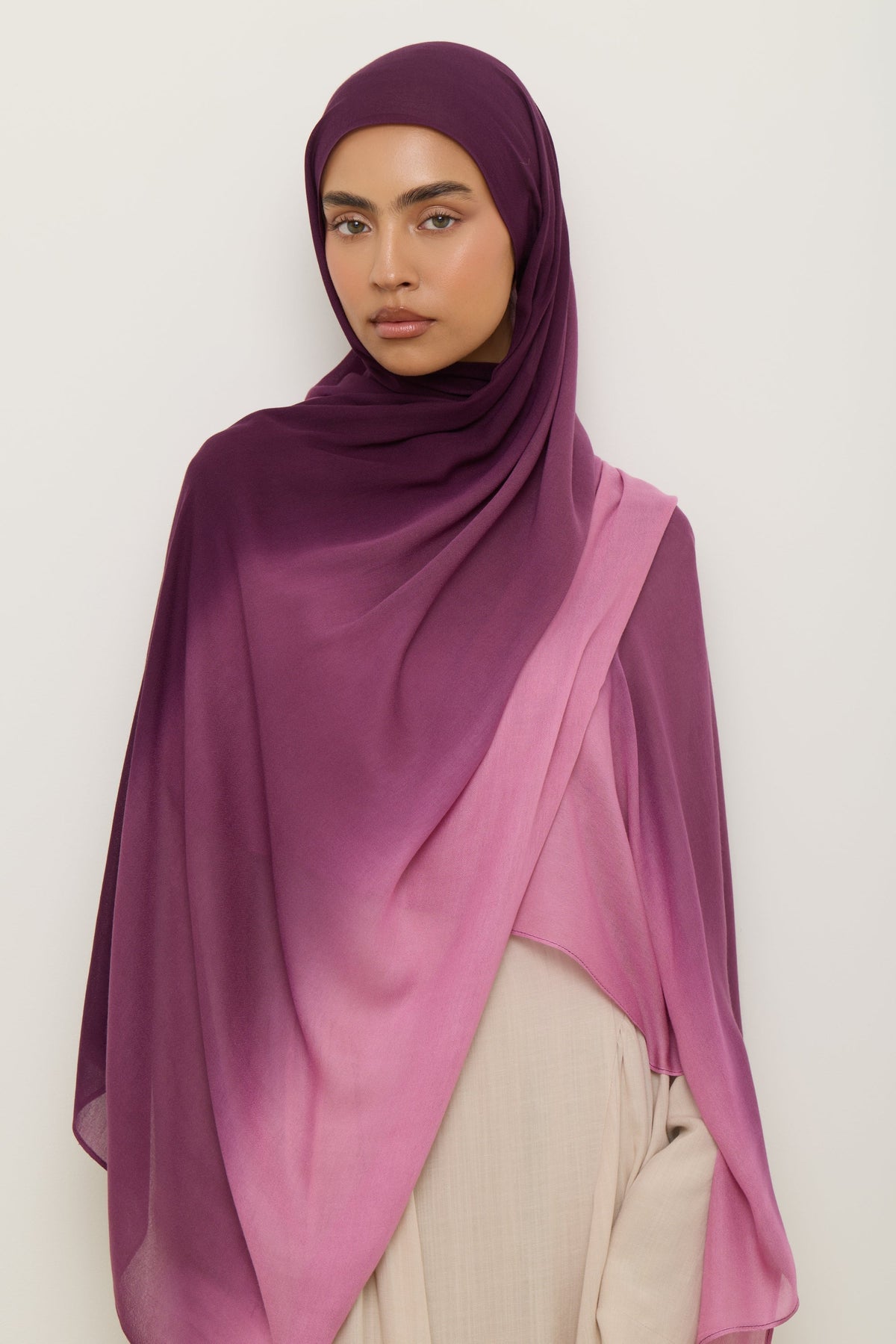 Ombre Modal Hijab - Grape