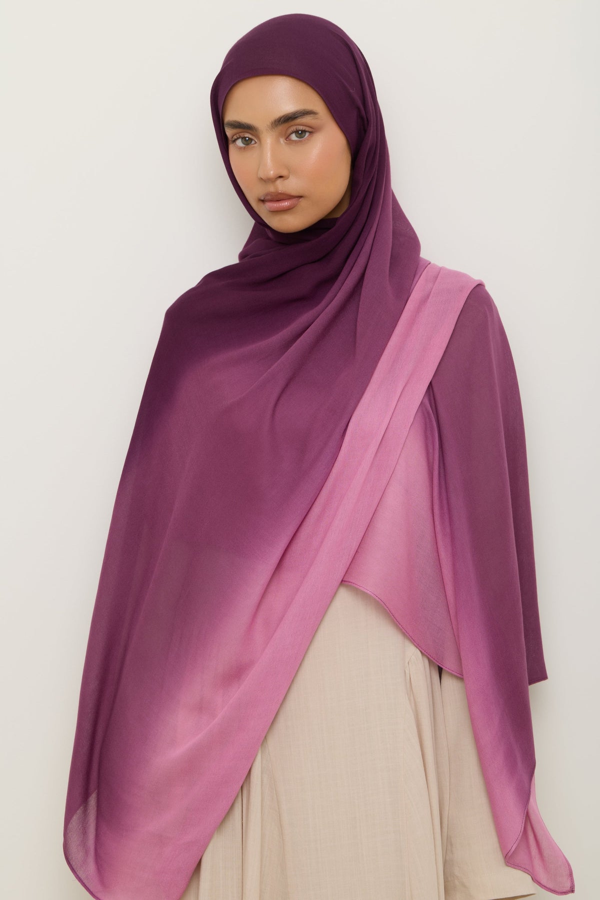 Ombre Modal Hijab - Grape