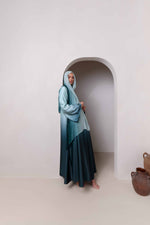Satin Ombre Open Abaya - Night Pine