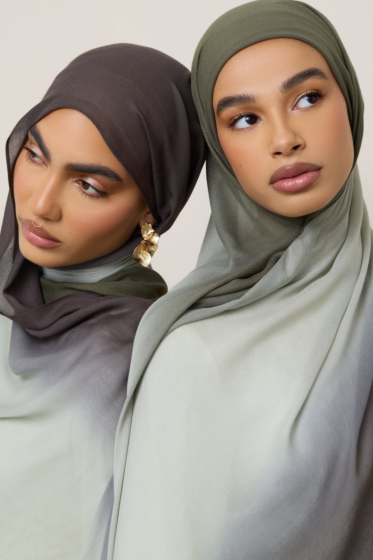 Ombre Modal Hijab - Olive Grey