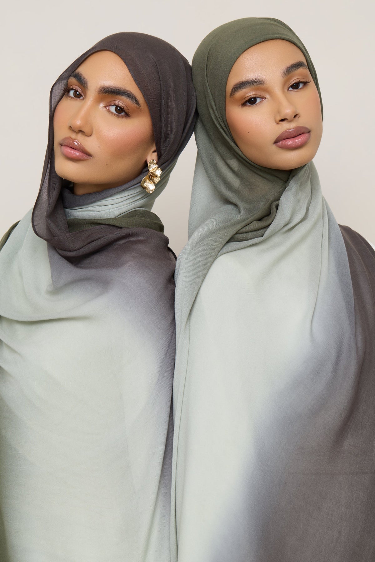 Ombre Modal Hijab - Olive Grey