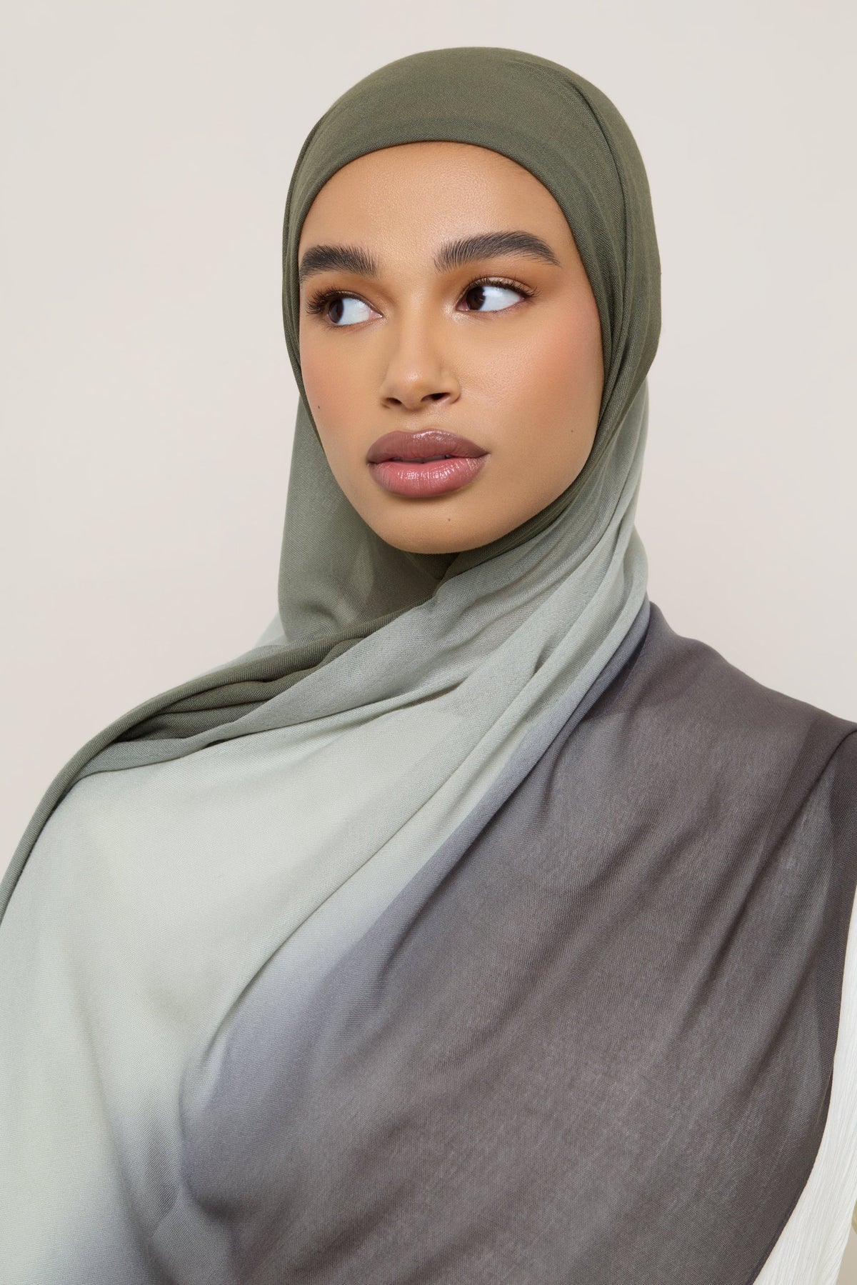 Ombre Modal Hijab - Olive Grey