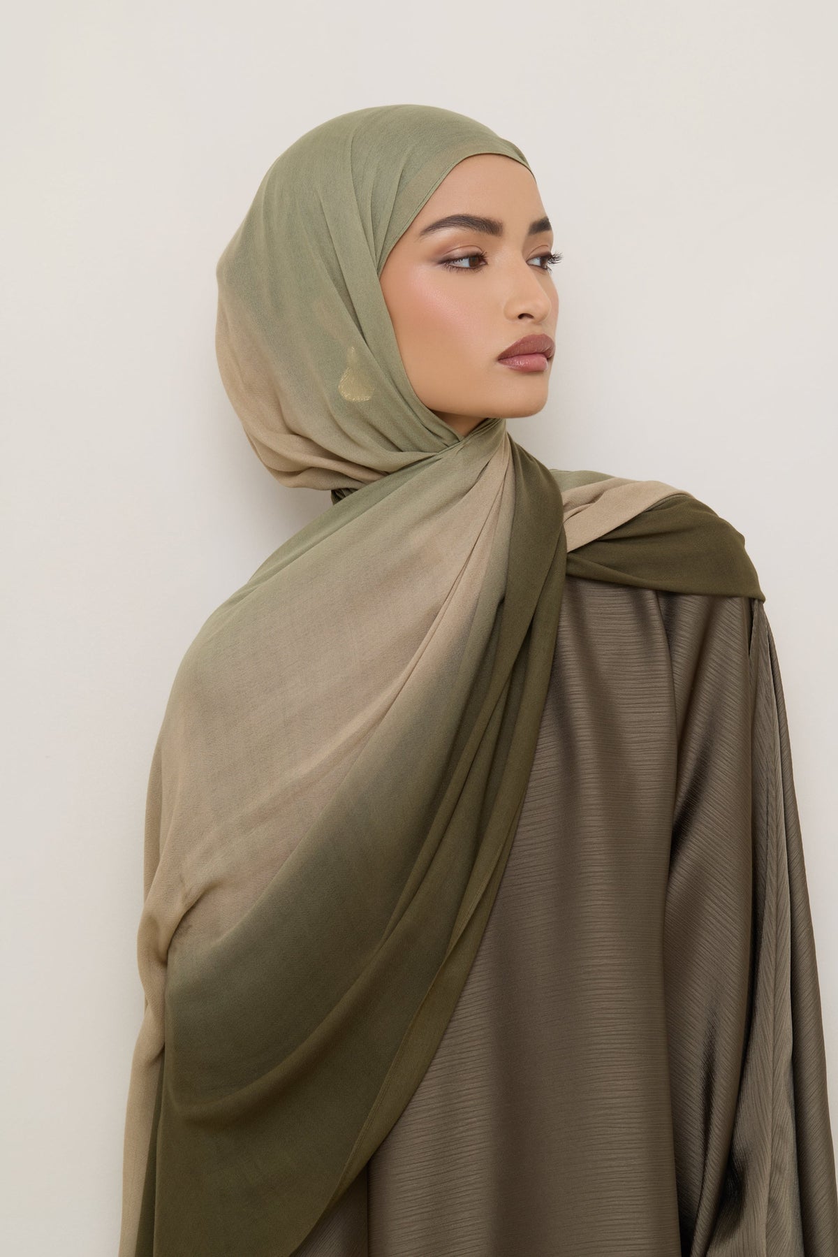 Ombre Modal Hijab - Olive Nougat