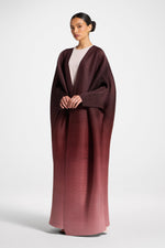 Ombre Pleated Open Abaya - Mocha Rose
