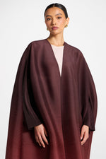 Ombre Pleated Open Abaya - Mocha Rose